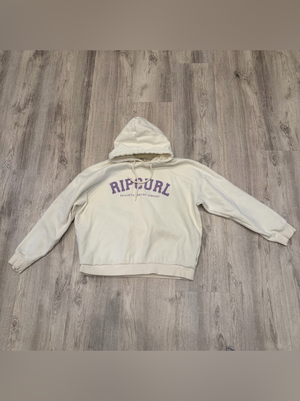 Rip Curl Cream Graphic Hoodie Sweatshirt Oversized Fit Small